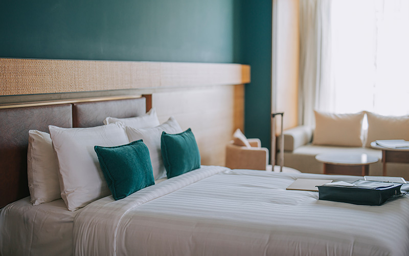 a custom designed hotel bed perfectly designed to impress