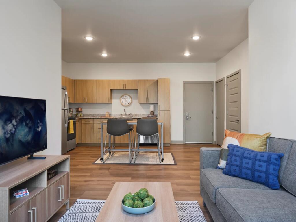 a living room for an off campus student apartment