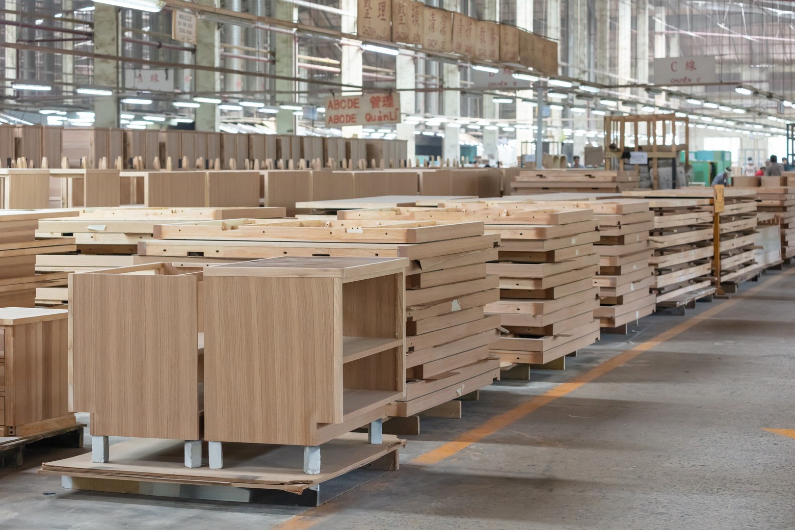 wood contract furniture casegoods in production